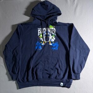 Kurzgesagt In a Nutshell Mens The Encounter Cosmic Pioneers Hoodie Navy Blue XL